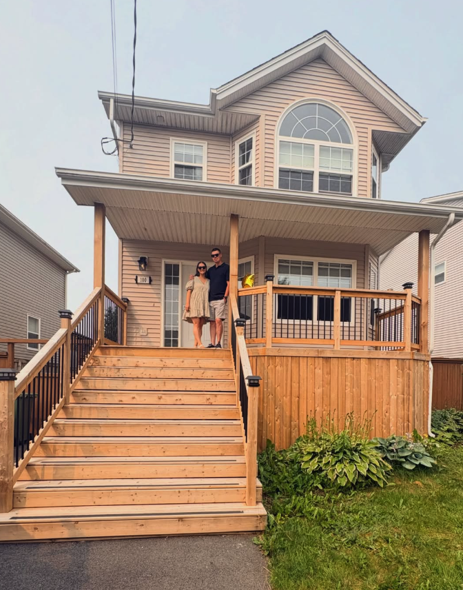 Nick and Jodie at their first home in Halifax